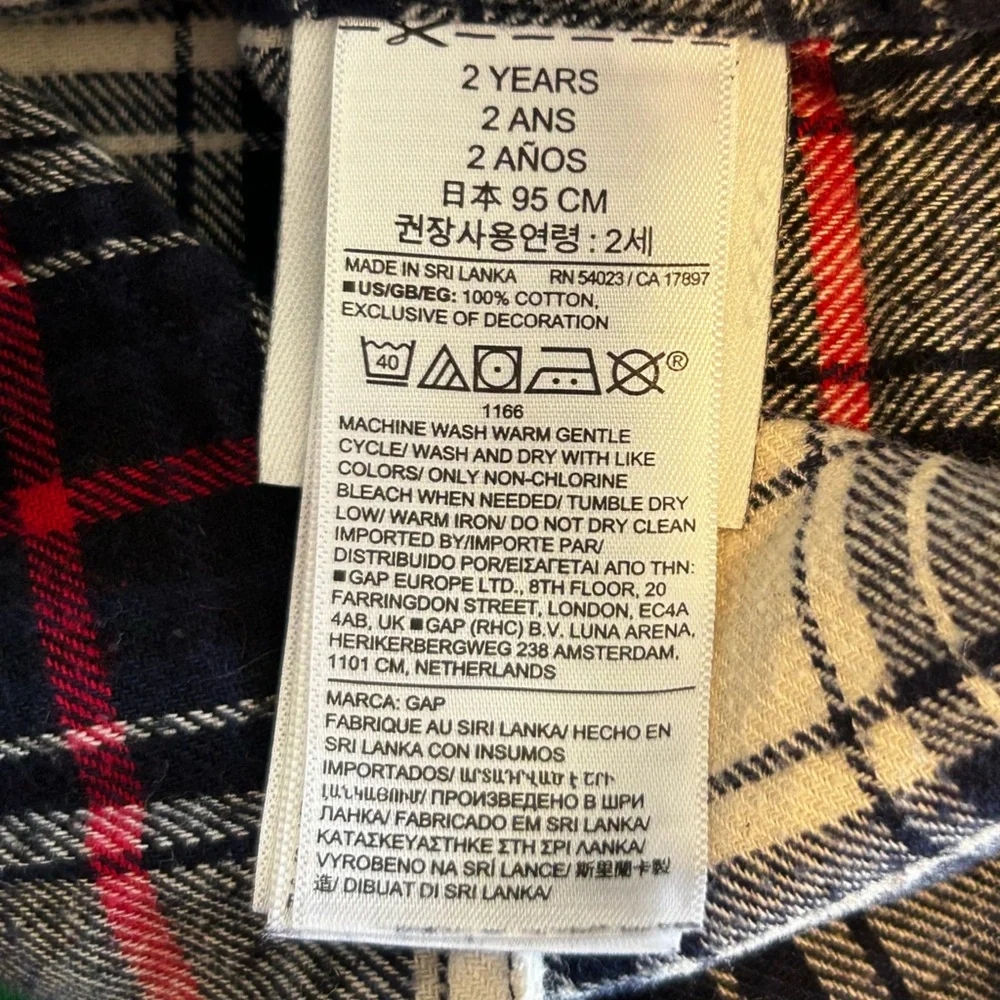 Baby Gap Organic Cotton Plaid Flannel Long Sleeve‎ Button Up Shirt Size 2 Years